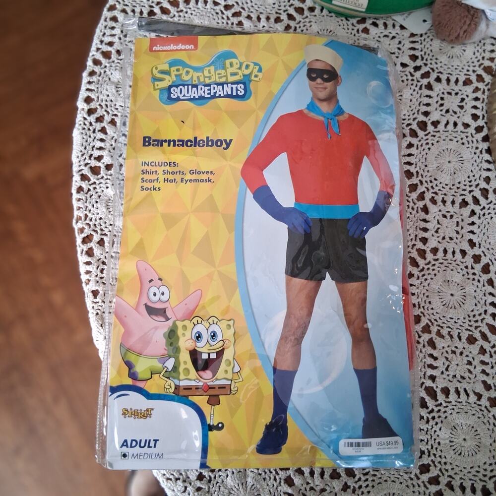 Spirit Halloween Sponge Bob Squarepants Barnacleboy costume adult med complete